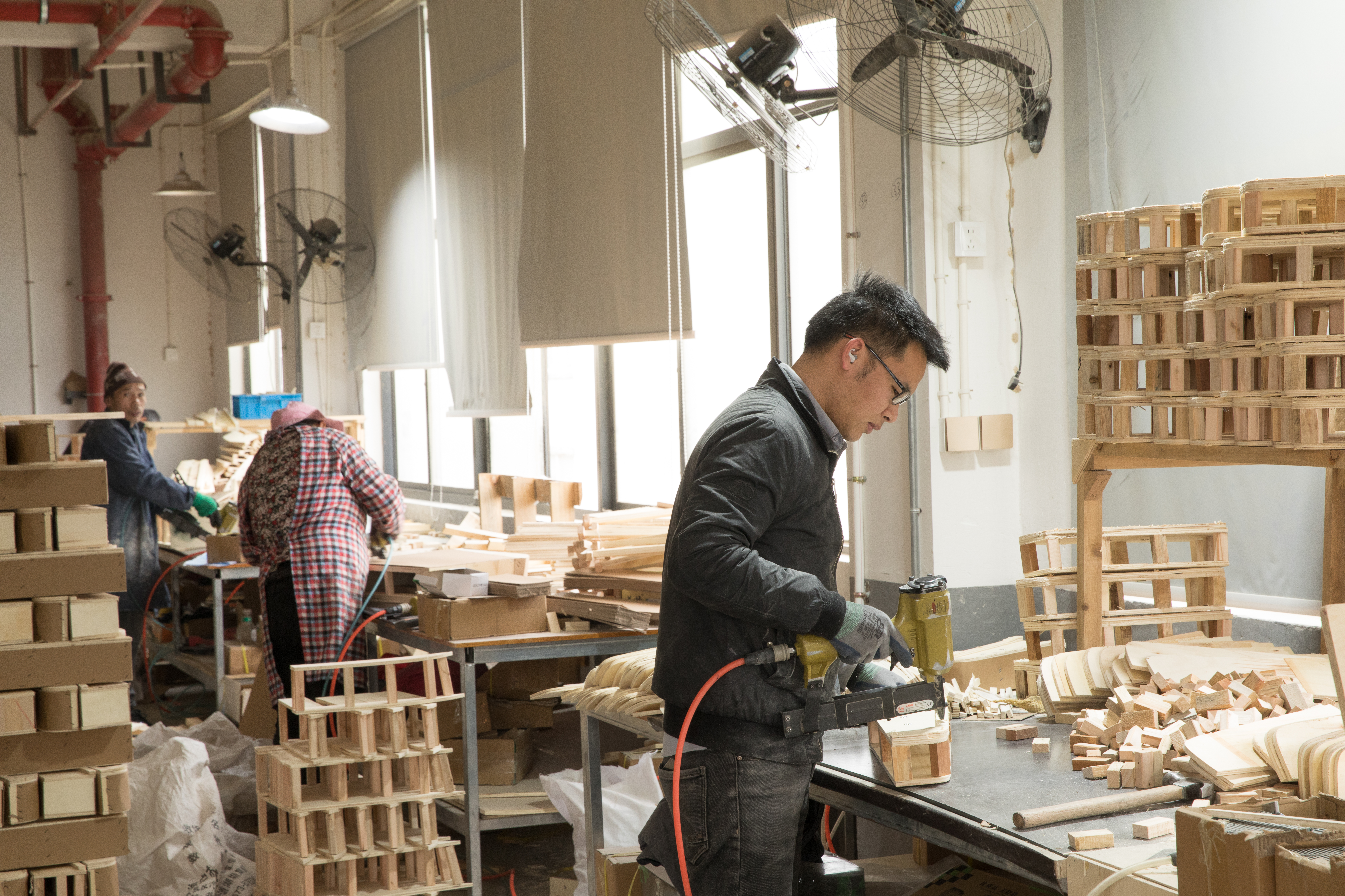 Wooden frame stapling and assembly