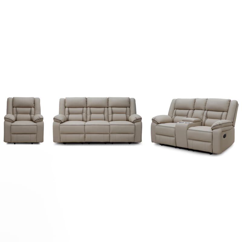 9094ML Geeksofa Leather Manual Motion Recliner Sofa Set with Console