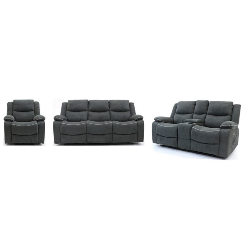 9206PF Geeksofa Fabric Power Motion Recliner Sofa Set with Console