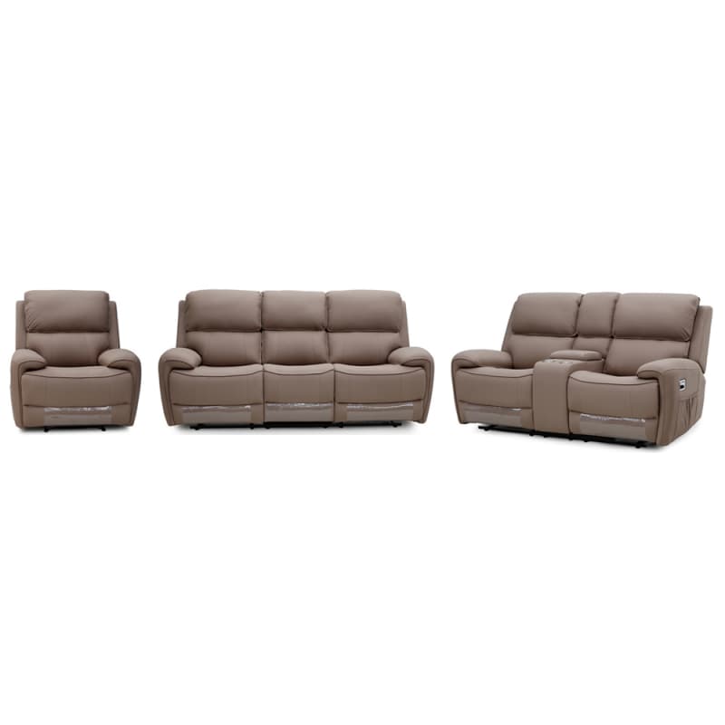 9223ML Geeksofa Leather Manual Motion Recliner Sofa Set with Drop Down Table