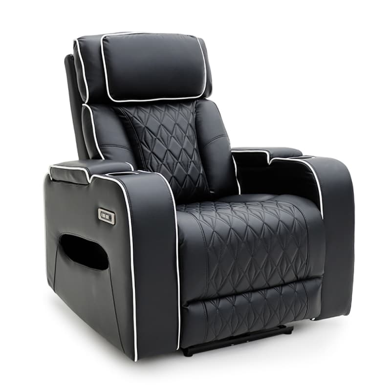 9270PL Geeksofa Leather Power Home Theater Recliner Chair with LED Ambient Light & Armrest Storage & Cup Holder
