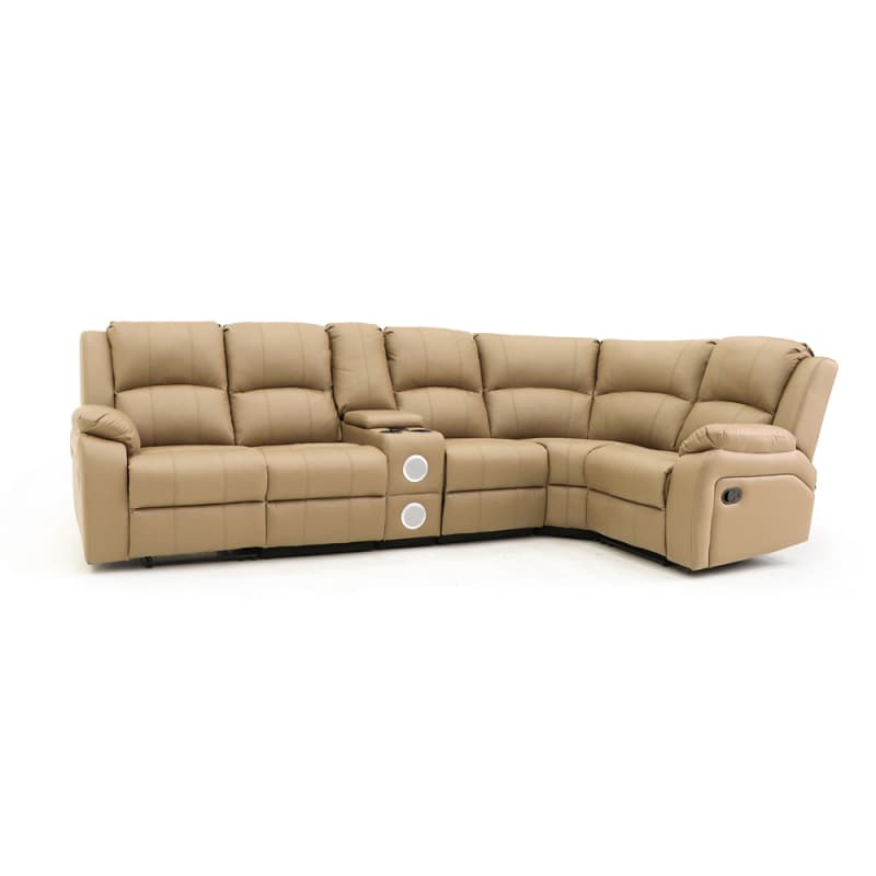 9207ML Geeksofa Leather Manual Corner Recliner Sofa with Console & Bluetooth Speaker