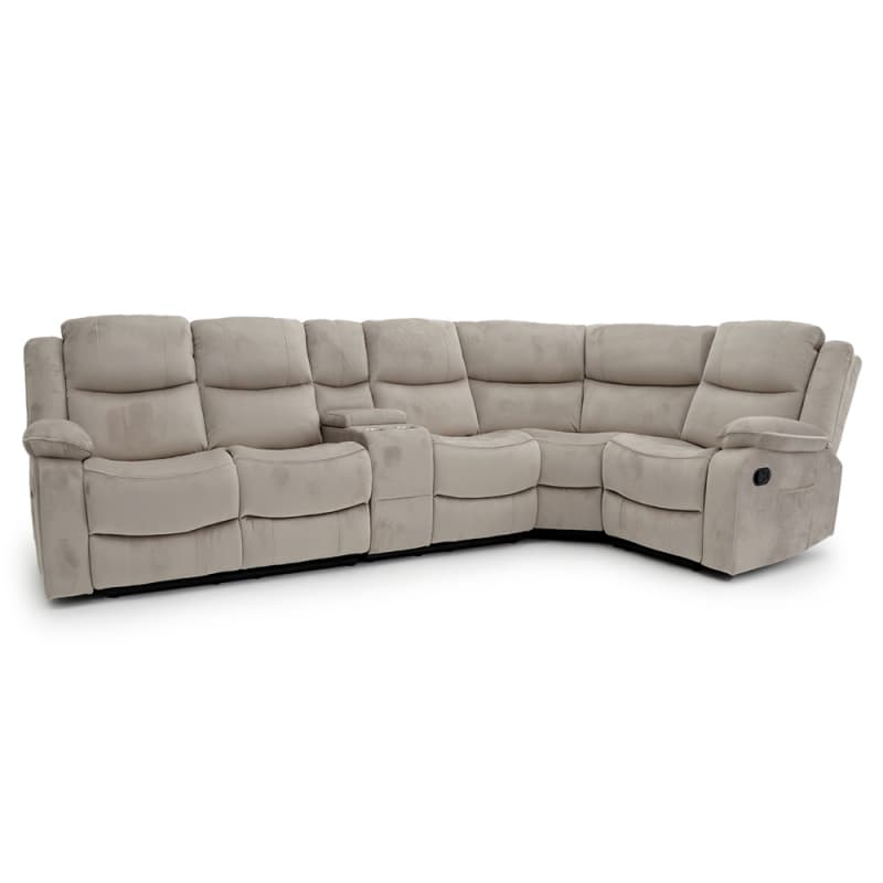 9206MM Media Room Microfiber Manual Corner Recliner Sofa with Console