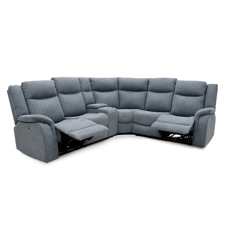 8043PF Geeksofa Fabric Power Corner Recliner Sofa with Console
