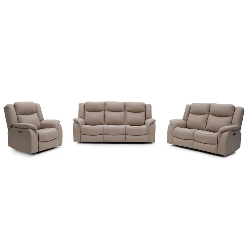 8043PM Geeksofa Microfiber Power Motion Recliner Sofa Set with Drop Down Table