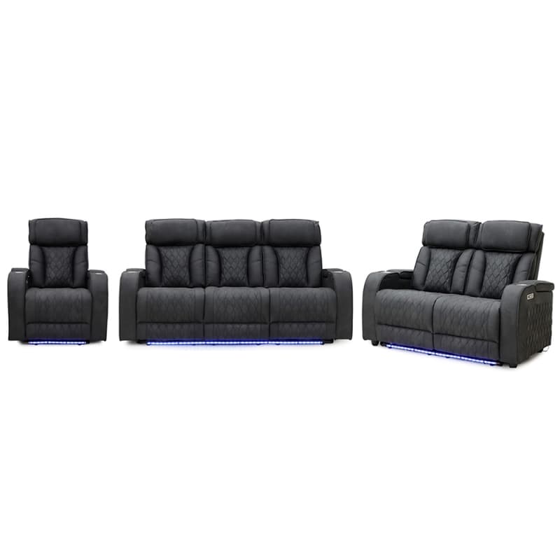 8004PL Geeksofa Leather Power Motion Recliner Sofa Set with LED Ambient Light & Armrest Storage