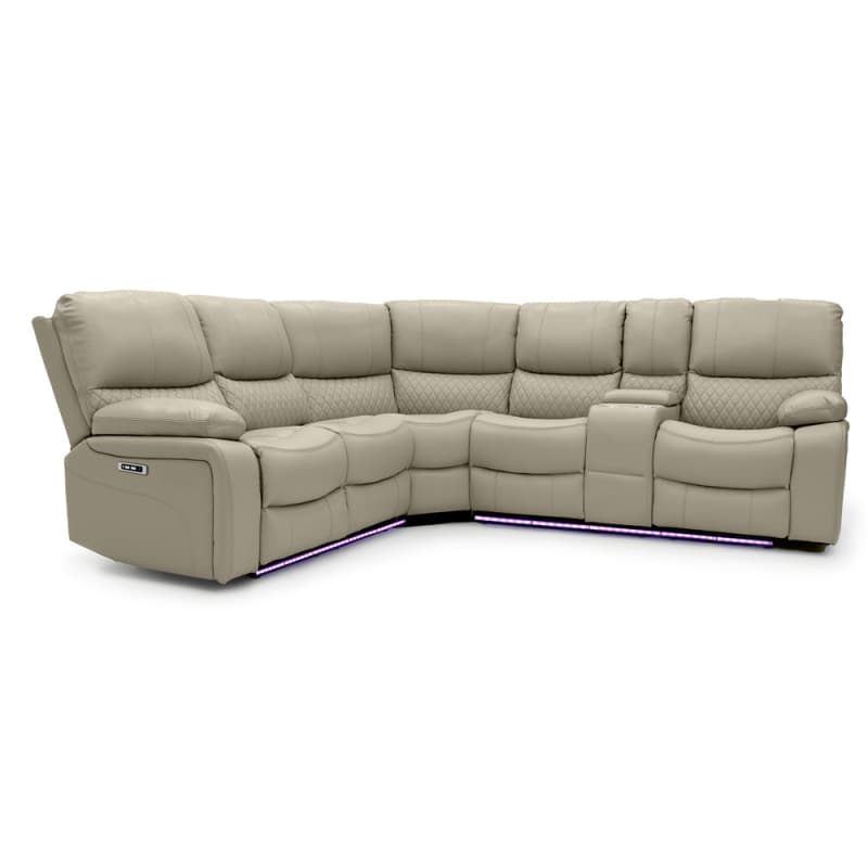 9080PL Geeksofa Leather Power Corner Recliner Sofa with Console
