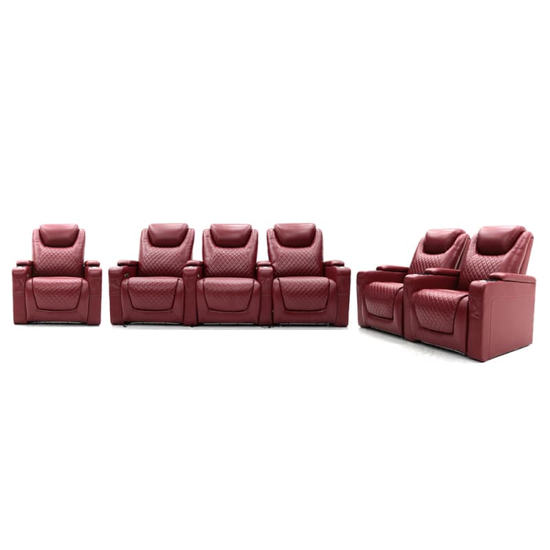 9104PL Geeksofa Home Theater Recliner Seating with Tray Table & LED Ambient Light